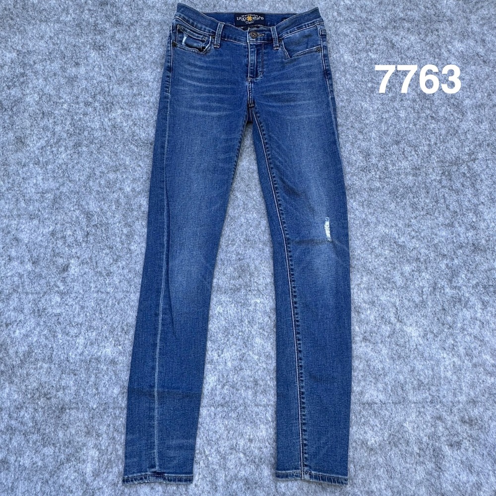 Lucky Brand Brooke Legging Jeans Womens 0/25 Medium Wash Blue Distressed Skinny